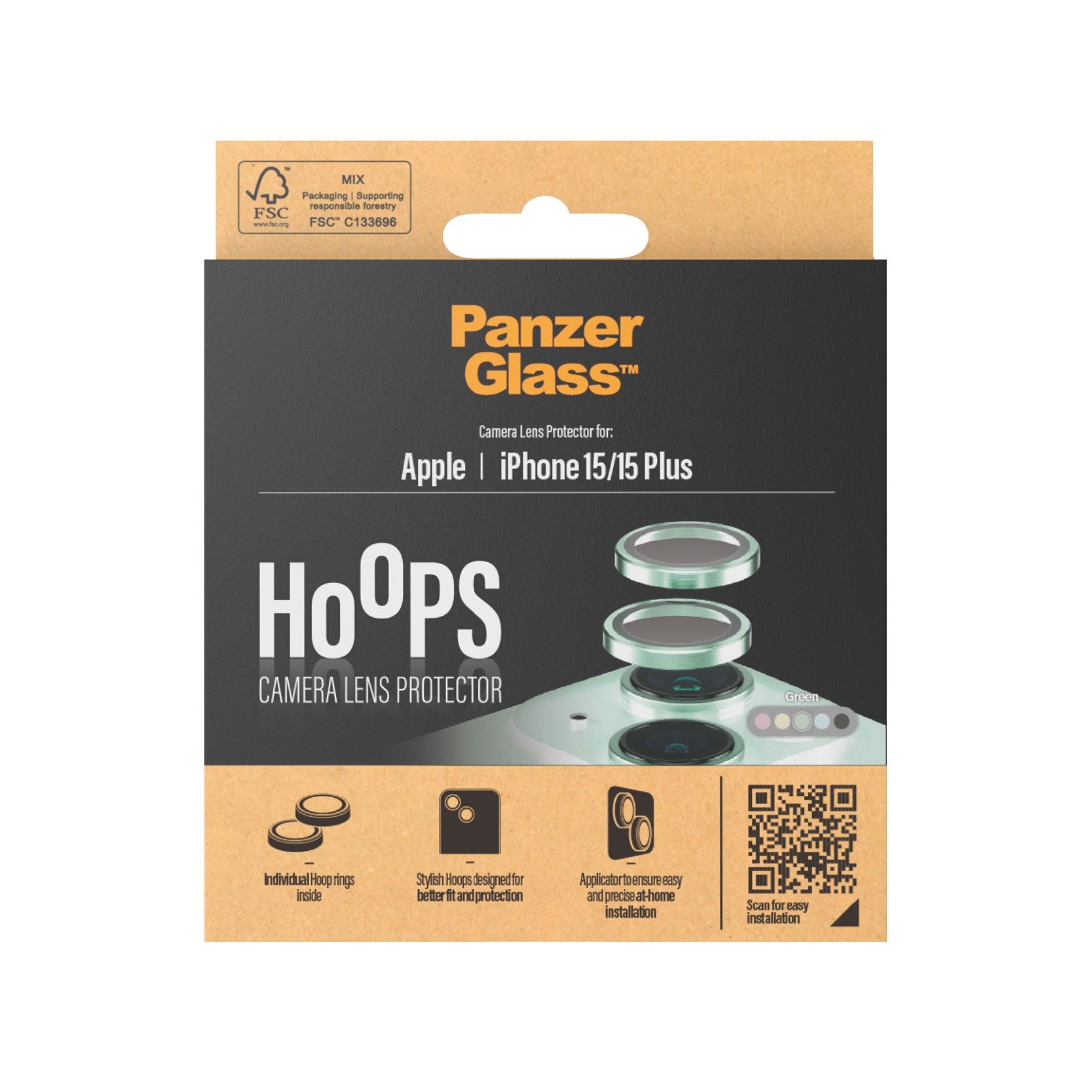 PanzerGlass® Hoops® Camera Lens Protector Green iPhone 15 | 15 Plus